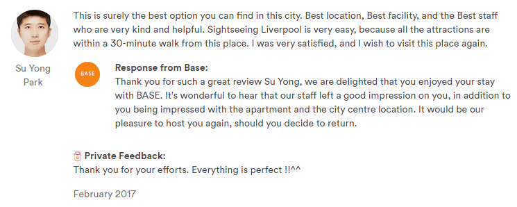 AirBnB Review 4 : BASE Serviced Apartments